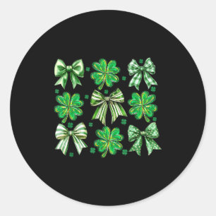 Coquette Patrick's Day Bow,shamrock Lucky Bow Funn Classic Round Sticker