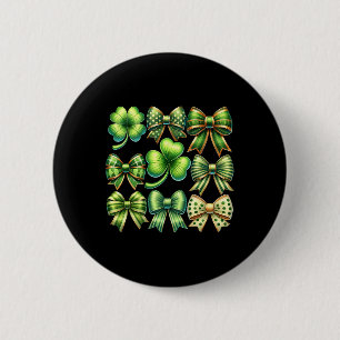 Coquette Patrick's Day Bow Shamrock Saint Patty's 6 Cm Round Badge