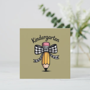 Coquette Pencil Bow Kindergarten Teacher School Thank You Card