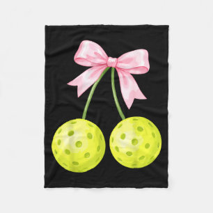 Coquette Pickleball Cherries Bow Paddle Sport Love Fleece Blanket