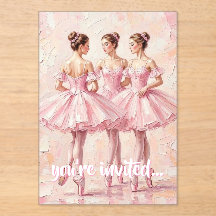 coquette pink ballerina birthday invitation