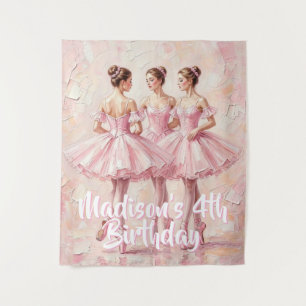 coquette pink ballerina birthday  tapestry