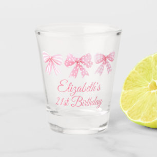 Coquette Pink Bow 21st Birthday Shot Glass