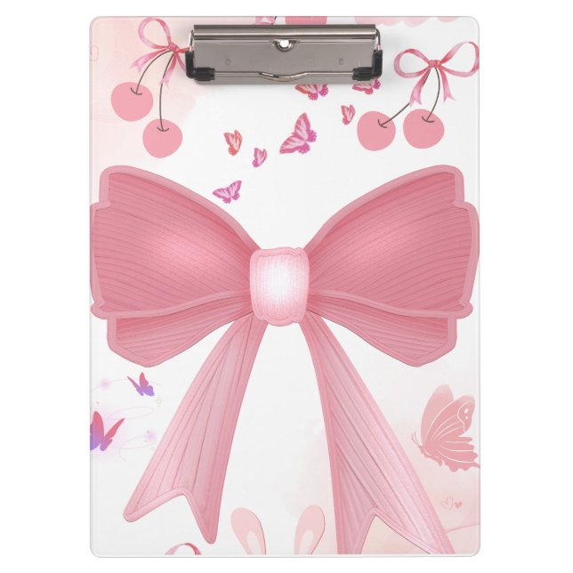 Coquette Pink Bow and Cherries Aesthetic Collage – Clipboard (Front)
