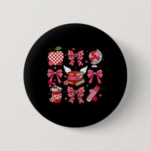 Coquette Pink Bow Apple Teacher Appreciation Valen 6 Cm Round Badge