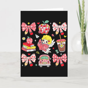 Coquette Pink Bow Apple Teacher Appreciation Valen Card