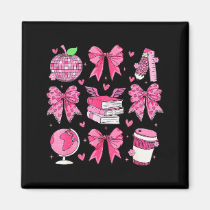 Coquette Pink Bow Apple Teacher Appreciation Valen Magnet