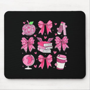 Coquette Pink Bow Apple Teacher Appreciation Valen Mouse Pad