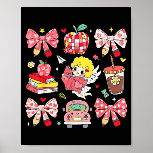 Coquette Pink Bow Apple Teacher Appreciation Valen Poster