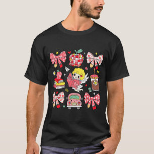 Coquette Pink Bow Apple Teacher Appreciation Valen T-Shirt