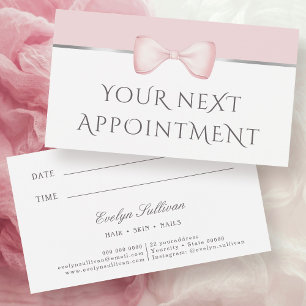 Coquette pink bow appointment card