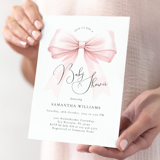 Coquette Pink Bow Baby Shower Invitation (Creator Uploaded)