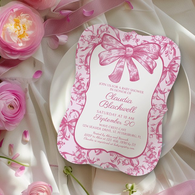 Coquette Pink Bow Baby Shower Invitation (Creator Uploaded)