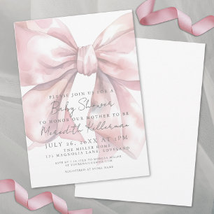 Coquette Pink Bow Baby Shower Invitation