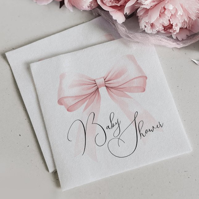 Coquette Pink Bow Baby Shower Napkin (Creator Uploaded)