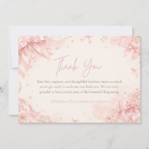 Coquette Pink Bow Baby Shower Thank You Flat Note Card