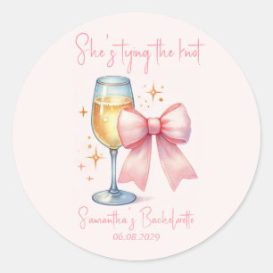 Coquette Pink Bow Bachelorette Party Classic Round Sticker