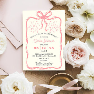Coquette Pink Bow Bachelorette Party Invitation