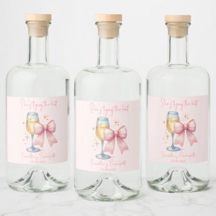 Coquette Pink Bow Bachelorette Party Liquor Bottle Label