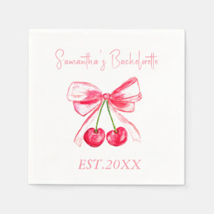 Coquette Pink Bow Bachelorette Party  Napkin