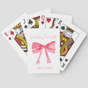 Coquette Pink Bow Bachelorette Party  Playing Cards
