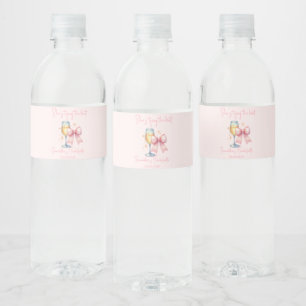 Coquette Pink Bow Bachelorette Party  Water Bottle Label