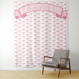 Coquette Pink Bow Backdrop Tapestry