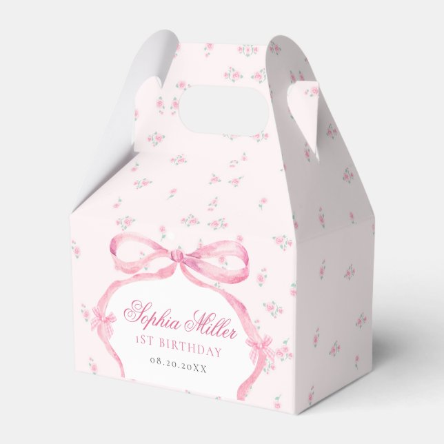 Coquette Pink Bow Birthday Favour Box (Front Side)