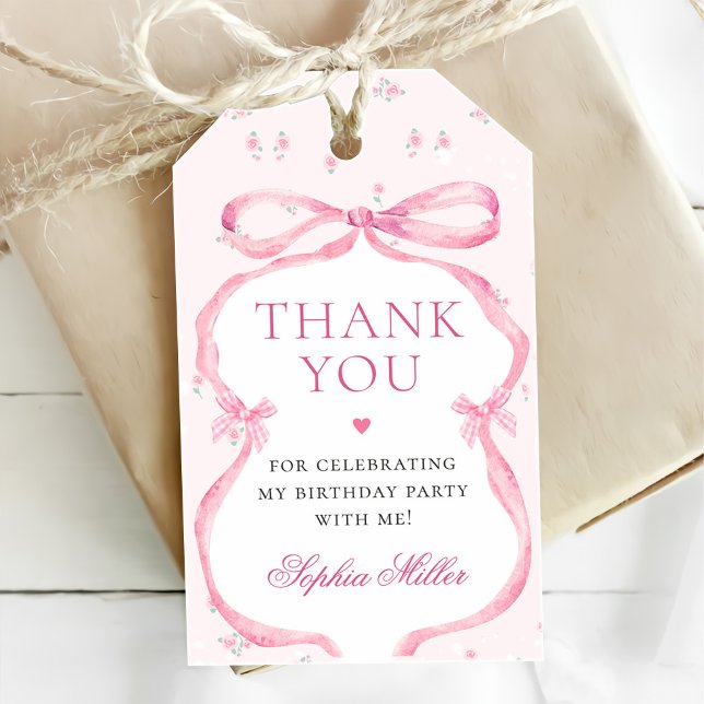 Coquette Pink Bow Birthday Gift Tags (Creator Uploaded)