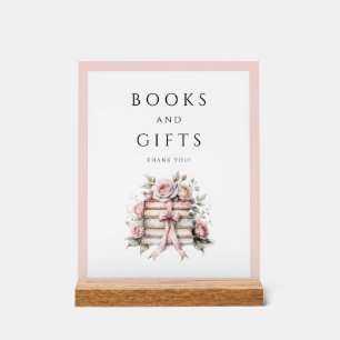 Coquette Pink Bow Books And Gifts Acrylic Sign