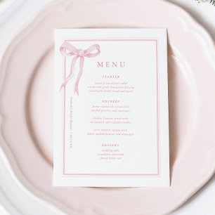 Coquette Pink Bow Bridal Shower Menu