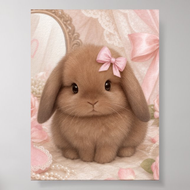 coquette pink bow bunny magnet  poster (Front)