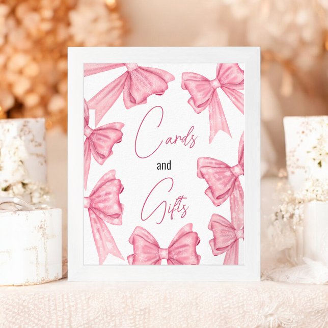 Coquette Pink Bow cards gifts bridal shower  Poster (Coquette Pink Bow cards gifts bridal shower Poster)