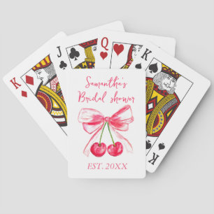 Coquette Pink Bow Cherry Bride  Bridal shower  Playing Cards