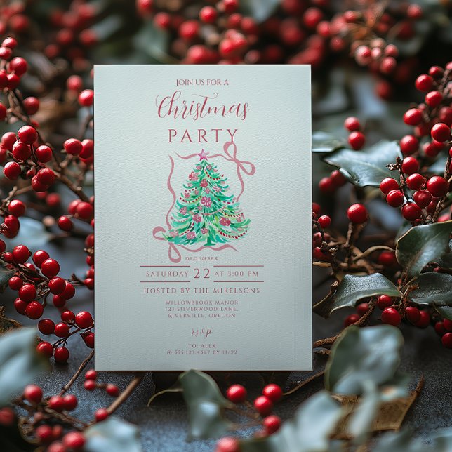 Coquette Pink Bow Christmas Invitation (Creator Uploaded)