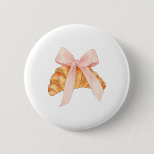 Coquette Pink Bow Croissant Cute Baking Baker Past 6 Cm Round Badge