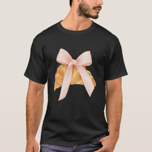 Coquette Pink Bow Croissant Cute Paris France Fren T-Shirt