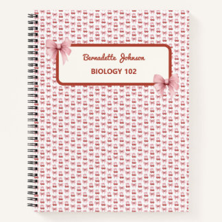 Coquette Pink Bow Customisable Back to School Notebook