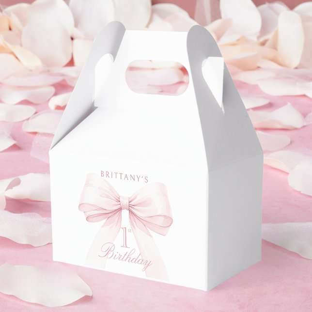 Coquette Pink Bow First Birthday Favour Box (Creator Uploaded)