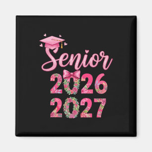 Coquette Pink Bow Flowers Senior 2026 2027 Graduat Magnet