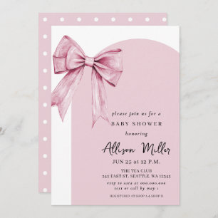 Coquette Pink Bow Girl Baby Shower Invitation