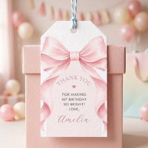 Coquette Pink Bow Girl Birthday Party Gift Tags