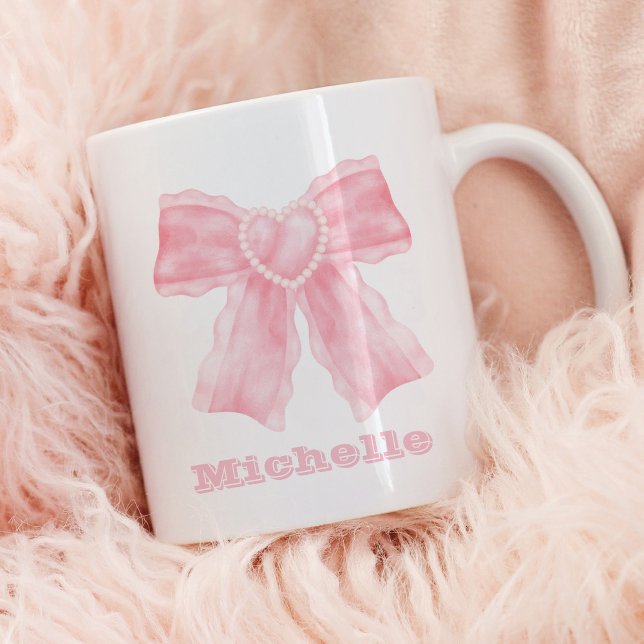 Coquette Pink Bow Girly Coffee Mug (Coquette Pink Bow Girly Mug)