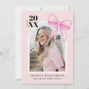 Coquette Pink Bow Graduation Announcement Photo