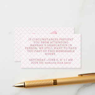 Coquette Pink Bow Graduation Enclosure Card