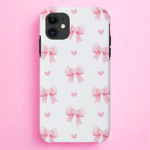 Coquette Pink Bow & Heart  iPhone 11 Case