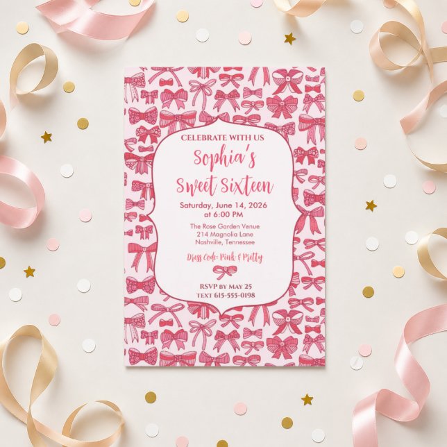 Coquette Pink Bow Invitation  (Creator Uploaded)