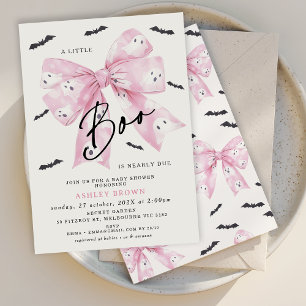 Coquette Pink Bow Little Boo Baby Shower Invitation