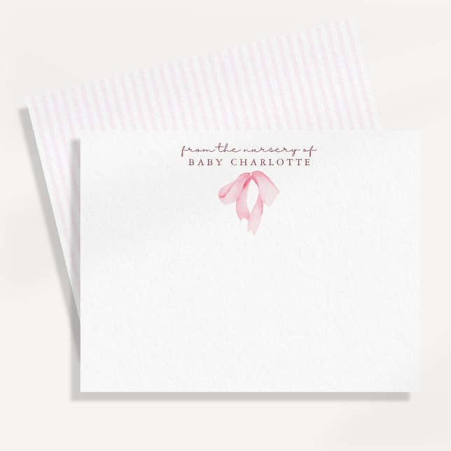 Coquette Pink Bow Nursery Note Card (Creator Uploaded)