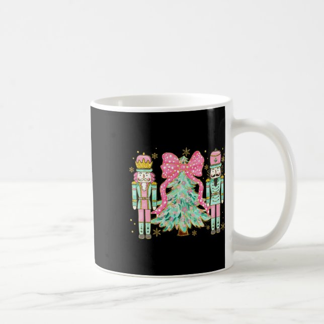 Coquette Pink Bow Nutcracker Christmas Tree Preppy Coffee Mug (Right)